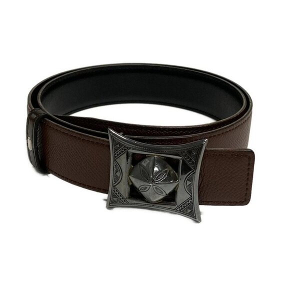 Auth HERMES Tuareg Dark Brown Black Box Calf Togo Hardware - Circle Z Belt - Picture 1 of 7